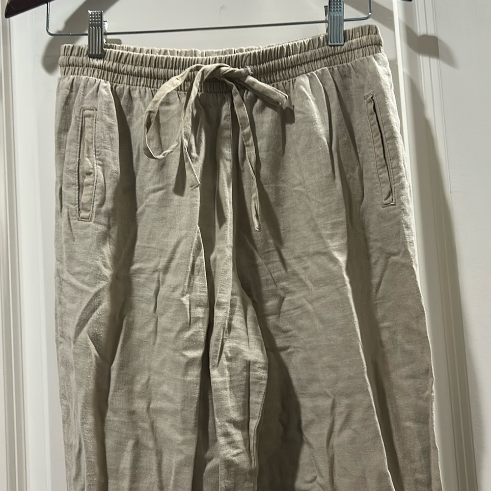 Love Tree Linen blend joggers drawstring elastic waistband Pants pockets size M